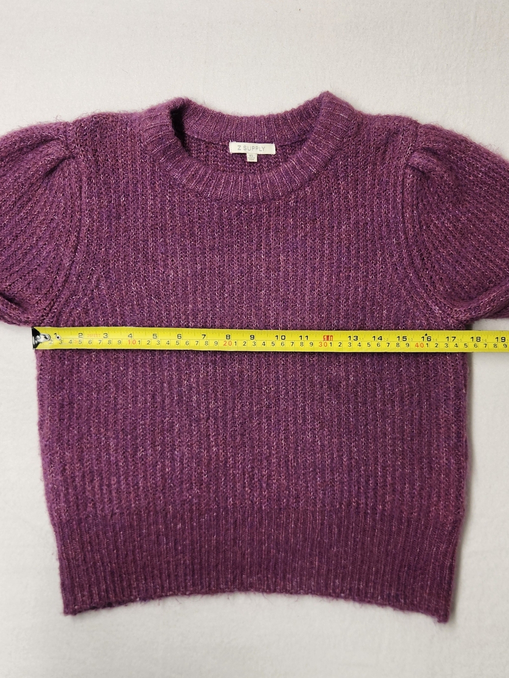 Z Supply Vesta Sweater Magenta Puff Sleeve Crewneck XS Romantic Boho Pullover - Picture 6 of 8